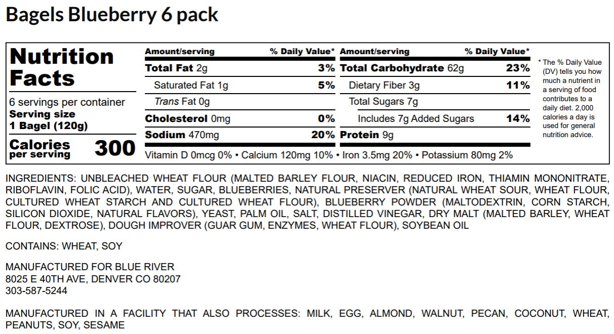 Bagels - Blueberry (6PK) *
