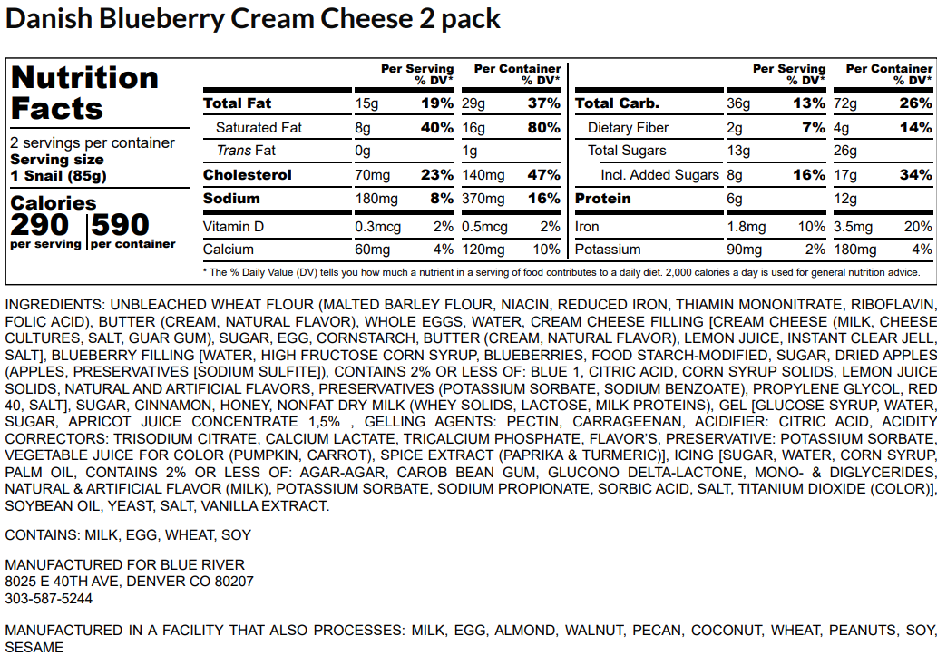 Danish - Blueberry Cream Cheese 2pk *