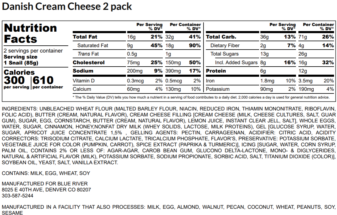 Danish - Cream Cheese (2PK) *