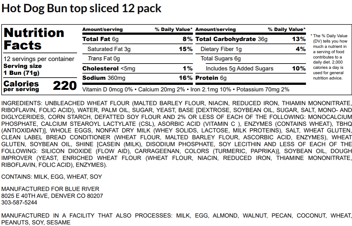 Hot Dog Bun Top Sliced (12PK)