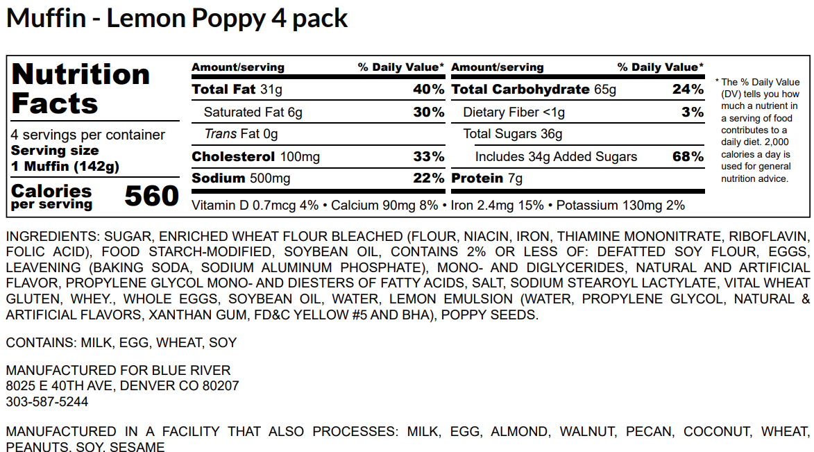 Muffin - Lemon Poppy Seed (4PK) *