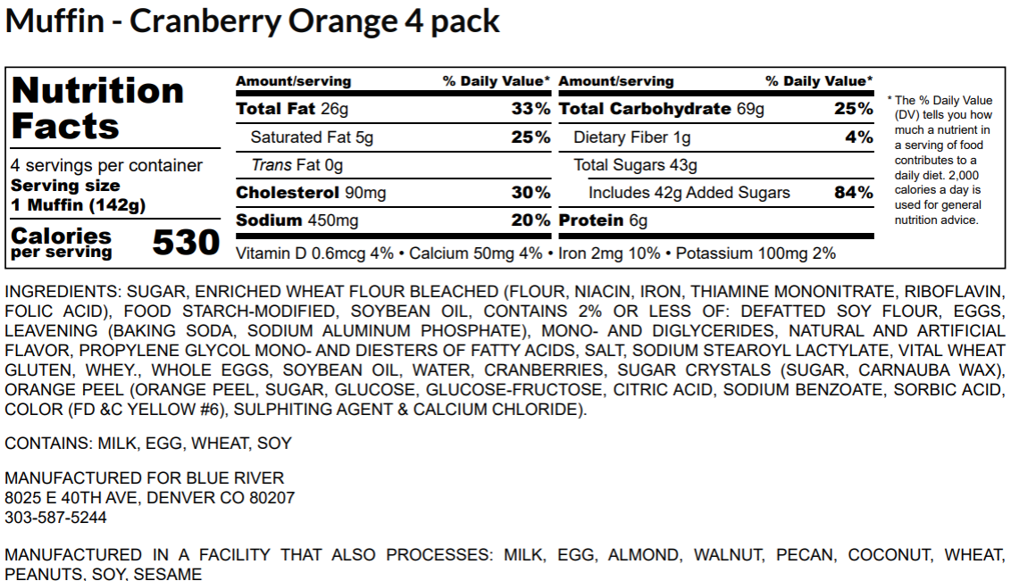 Muffin - Cranberry Orange (4PK) *