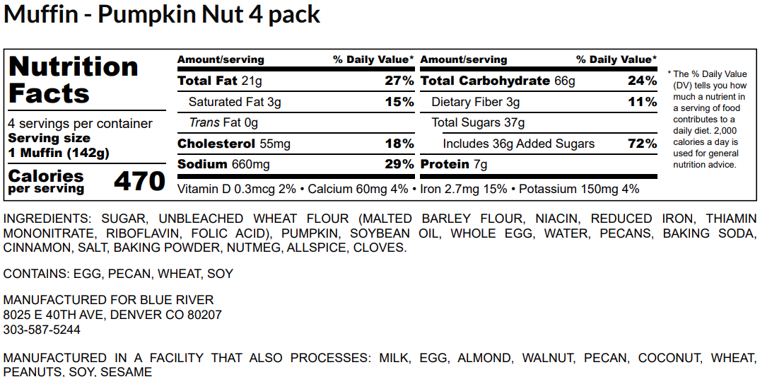 Muffin - Pumpkin Nut (4PK) *