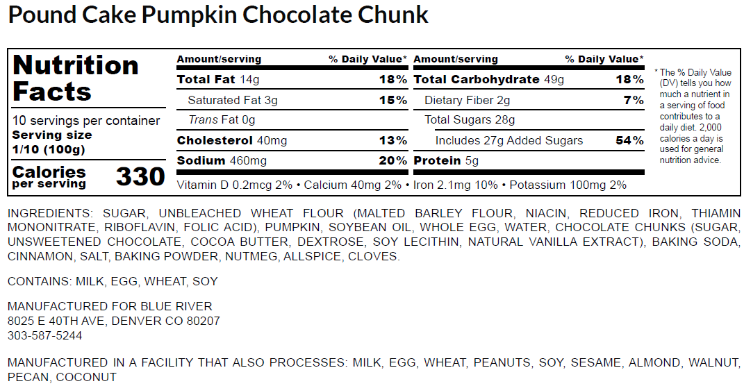 Poundcake - Pumpkin Chocolate Chunk