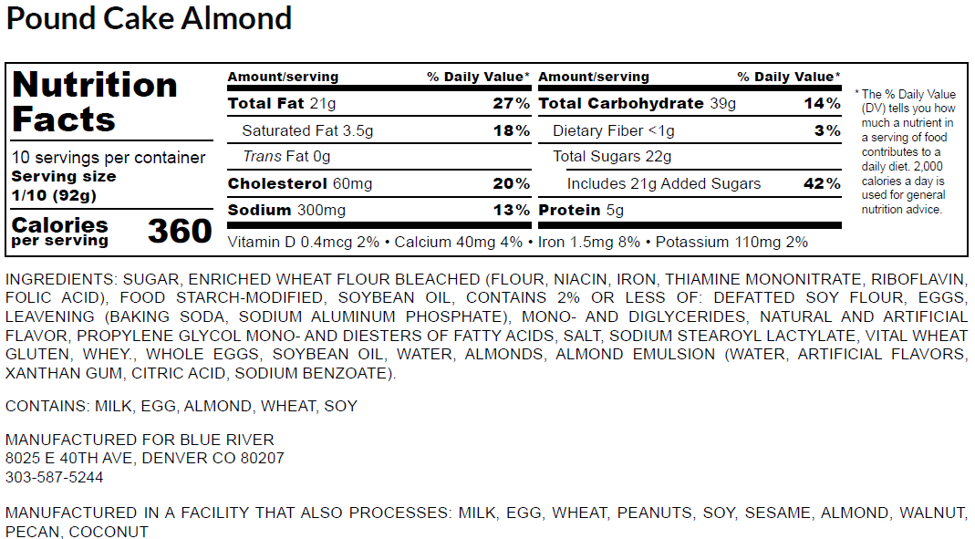 Poundcake - Almond *