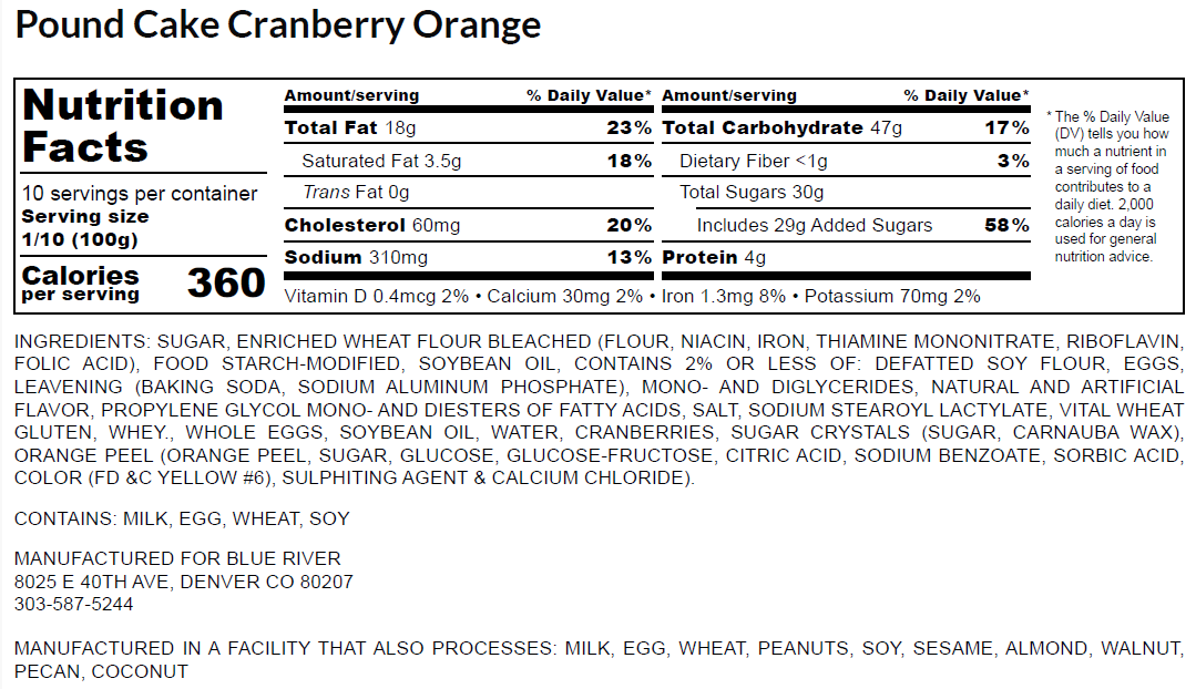 Poundcake - Cranberry Orange *