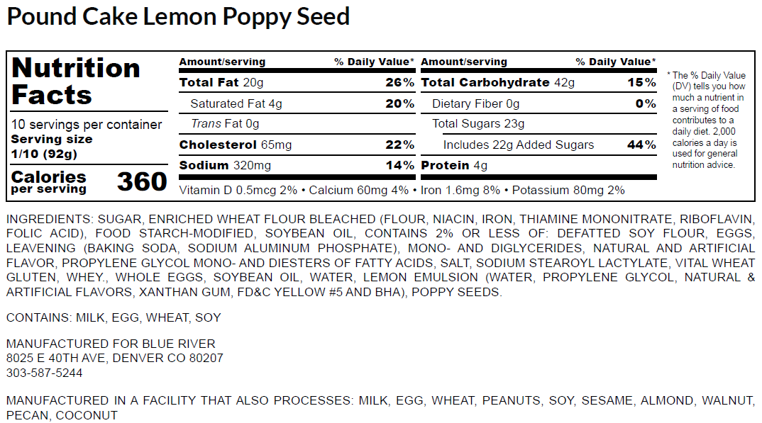 Poundcake - Lemon Poppy Seed