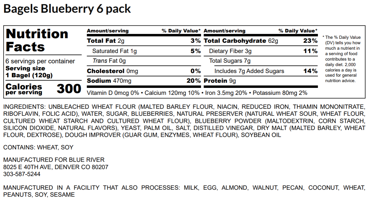 Bagels - Blueberry (6PK)