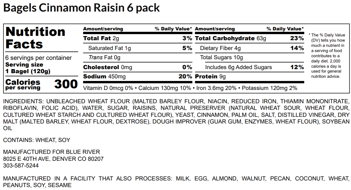 Bagels - Cinnamon Raisin (6PK)