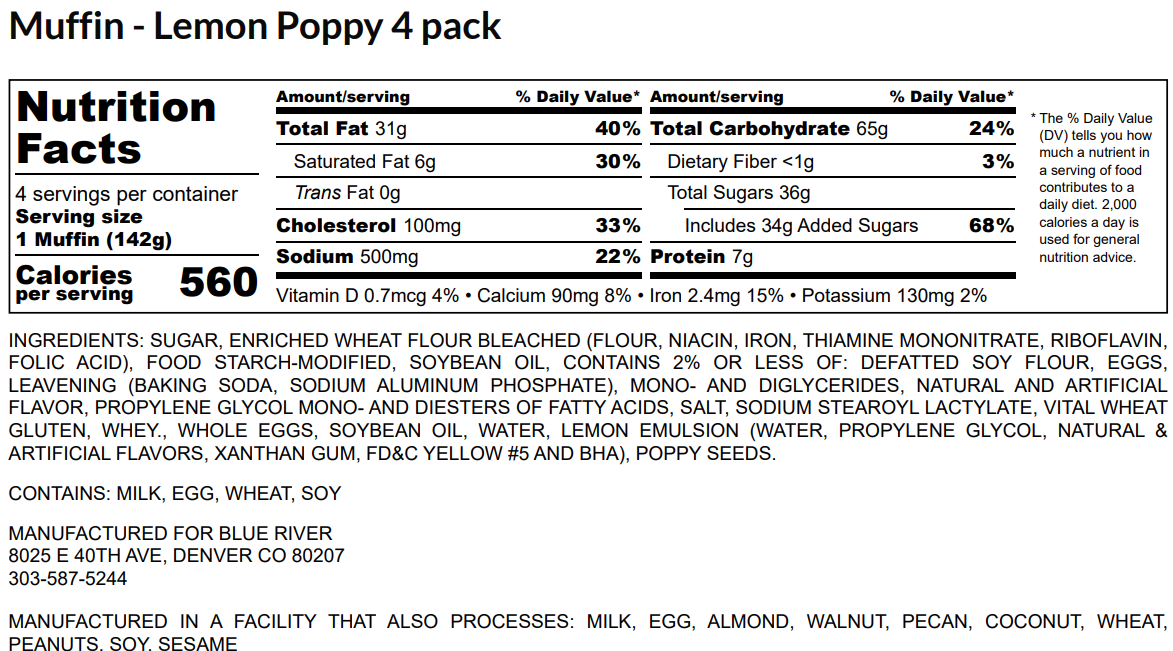 Muffin - Lemon Poppy Seed (4PK)