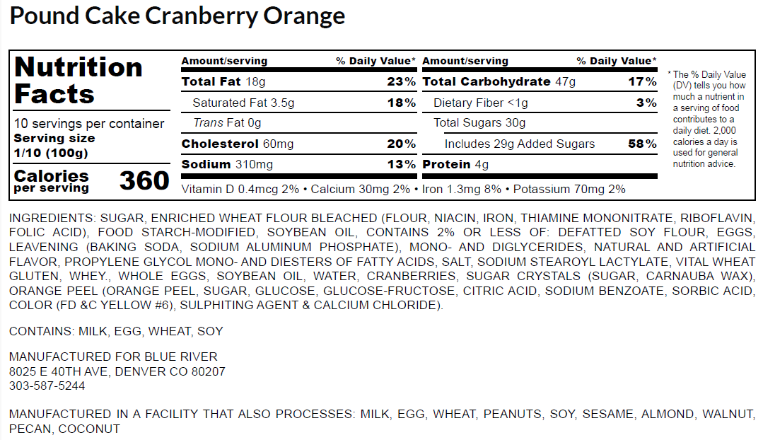 Poundcake - Cranberry Orange