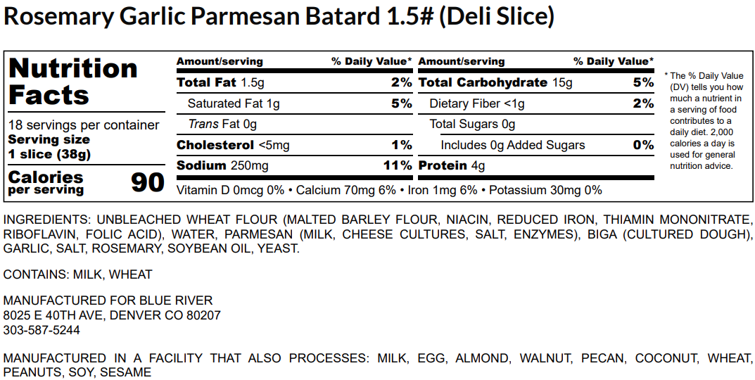 Rosemary Garlic Parmesan Artisan Batard